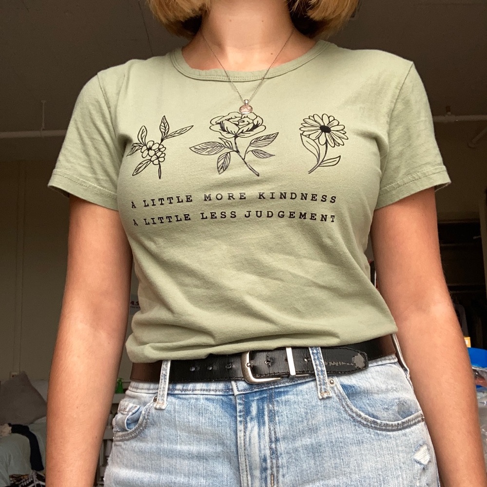 Green flower saying t-shirt